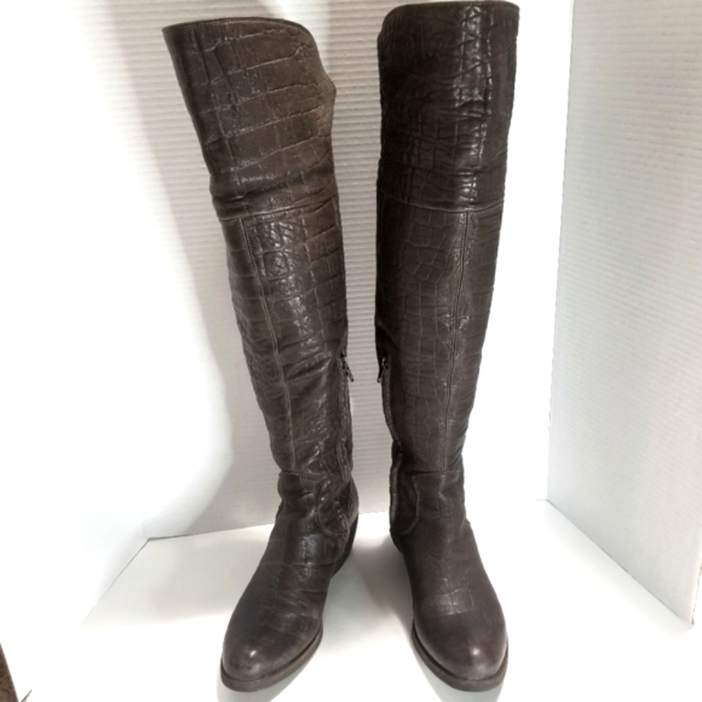 Vic Matié Embossed Leather Over The Knee Boots. Size: EU 37.